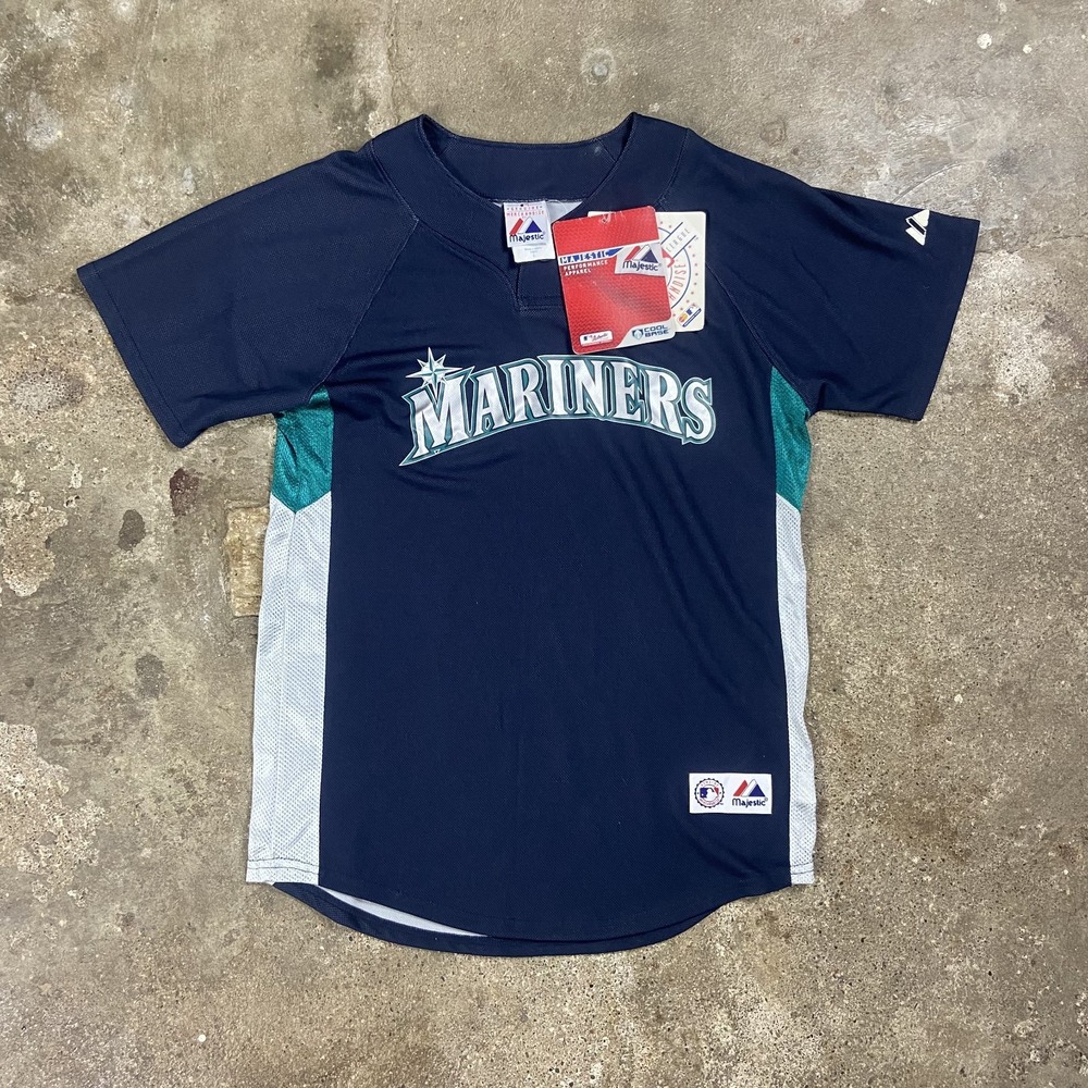 NWT Majestic Cool Base Seattle Mariners Batting Practice Shirt Size Large Blue